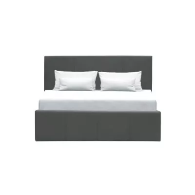 MARTIN Lit adulte 140 x 190 cm + coffre de rangement - Simili gris - S