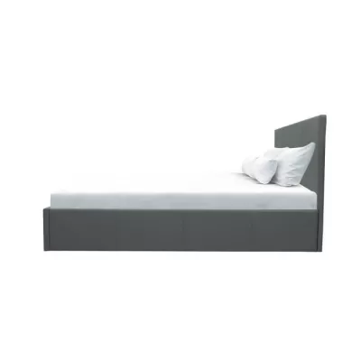 MARTIN Lit adulte 140 x 190 cm + coffre de rangement - Simili gris - S