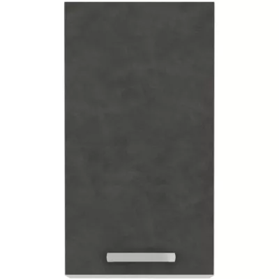 Meuble haut 1 porte battante - Gris mat - L 40 x P 31,6 x 72 cm - LASS