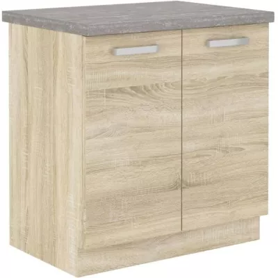 2 doors folding low cabinet with worktop - Décor chene sono