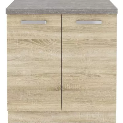 2 doors folding low cabinet with worktop - Décor chene sono