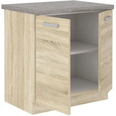 2 doors folding low cabinet with worktop - Décor chene sono