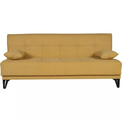 3-seat convertible bench - LIMRA - mustard fabric - 2 cushions -