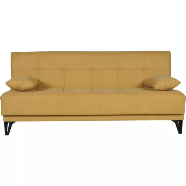 3-seat convertible bench - LIMRA - mustard fabric - 2 cushions - Storage box - 190 x 87 x 87 cm