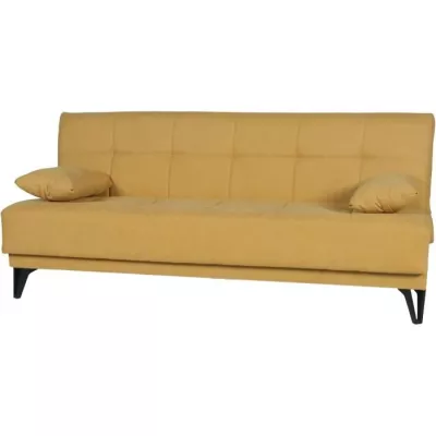 3-seat convertible bench - LIMRA - mustard fabric - 2 cushions -