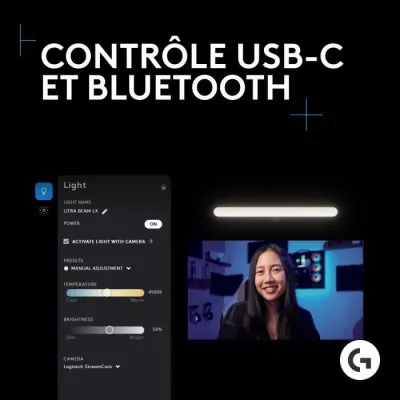 Ring Light Logitech G Litra Beam LX double éclairage d'appoint pour s