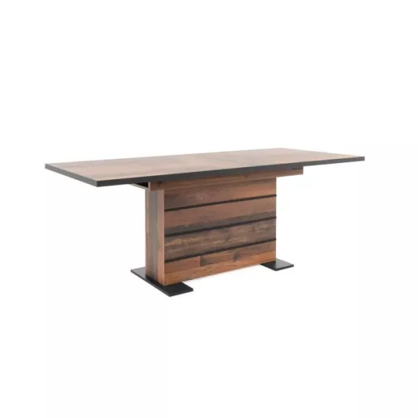 Table a manger extensible - Boisé Old Style et noir - MANHATTAN - L 160-200 x P 90 x H 75 cm