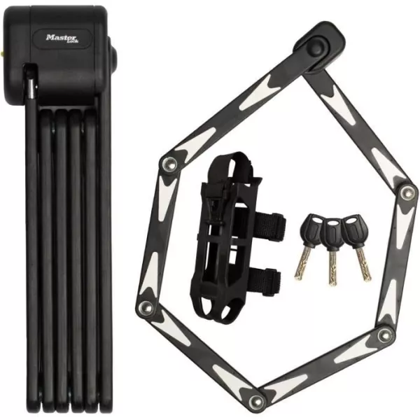 Antivol Vélo Pliable - MASTER LOCK - 8333EURDPRO - Acier Trempé, 3 Clés, Certifié, Support Inclus