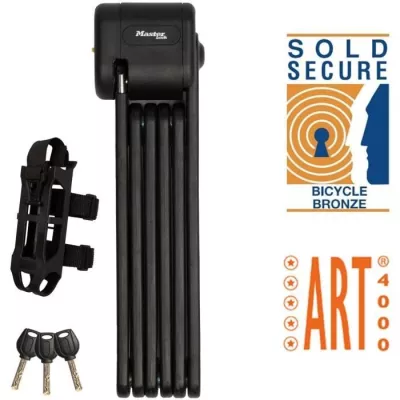 Antivol Vélo Pliable - MASTER LOCK - 8333EURDPRO - Acier Trempé, 3 C