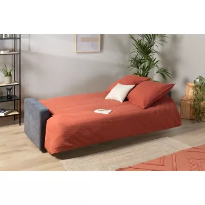 Canapé clic clac 3 places - Tissu gris - Matelas 17 cm - L223 x P96 x