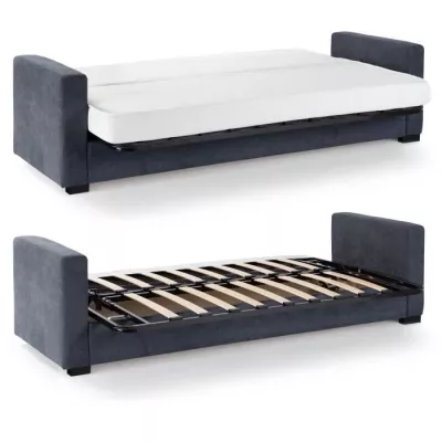 Canapé clic clac 3 places - Tissu gris - Matelas 17 cm - L223 x P96 x