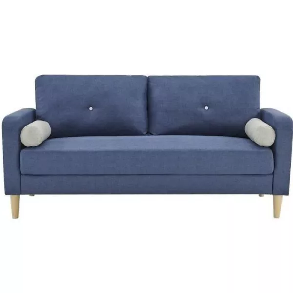 3 seater sofa + 2 cushions - Blue fabric - W 175 x D 80 x H 85 cm - COPENHAGUE