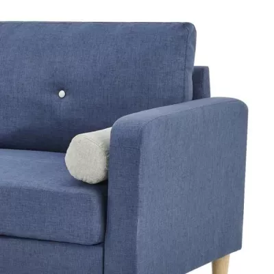 3 seater sofa + 2 cushions - Blue fabric - W 175 x D 80 x H 85 cm -