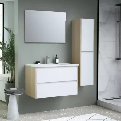 Ensemble SKARA set de salle de bain 80, vanity+vasque+miroir & Colonne