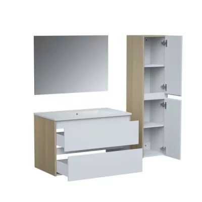 Ensemble SKARA set de salle de bain 80, vanity+vasque+miroir & Colonne