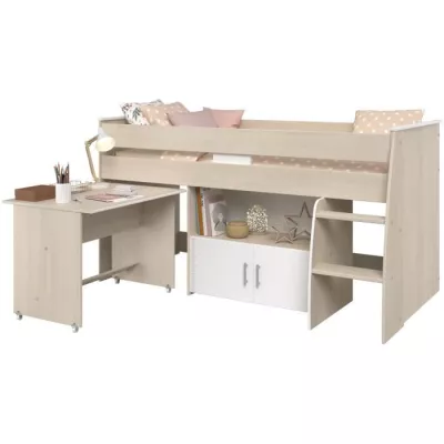 Lit combiné enfant Parisot ZOLA 90x200 cm - 2 portes - Avec bureau -