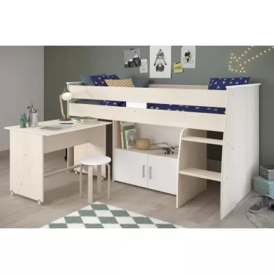 Lit combiné enfant Parisot ZOLA 90x200 cm - 2 portes - Avec bureau -