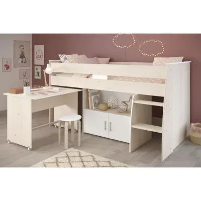 Lit combiné enfant Parisot ZOLA 90x200 cm - 2 portes - Avec bureau -