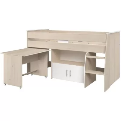 Lit combiné enfant Parisot ZOLA 90x200 cm - 2 portes - Avec bureau -