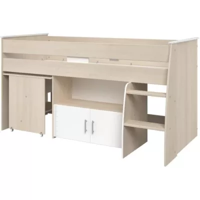 Lit combiné enfant Parisot ZOLA 90x200 cm - 2 portes - Avec bureau -