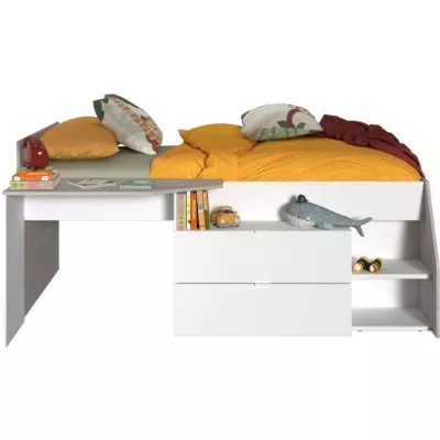 Lit combiné enfant contemporain PARISOT KIM - gris loft et blanc - l