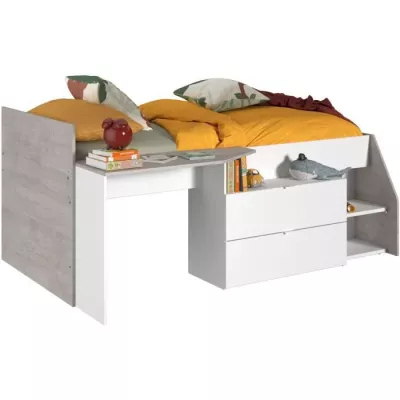 Lit combiné enfant contemporain PARISOT KIM - gris loft et blanc - l