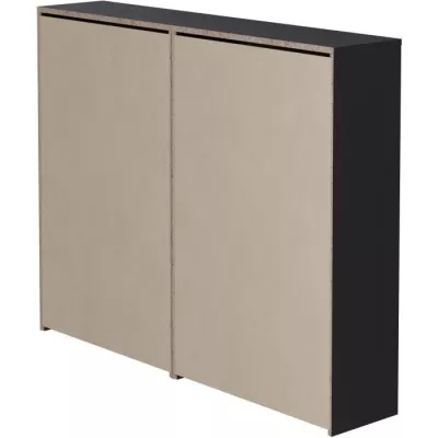 Shoe cabinet - 4 doors 2 drawers - Chene and black - 124x25x99 c