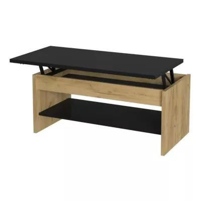 Coffee table - Black and black decor - Releivable - W 100 x D 50 x H 44 c