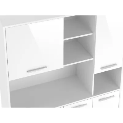 Buffet de cuisine - Blanc brillant - Contemporain - 5 portes - ECO - L