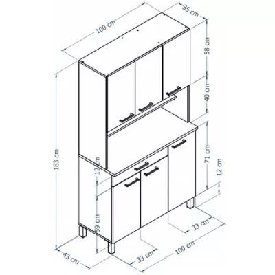 TACOMA Buffet de cuisine L 100 cm - décor chene