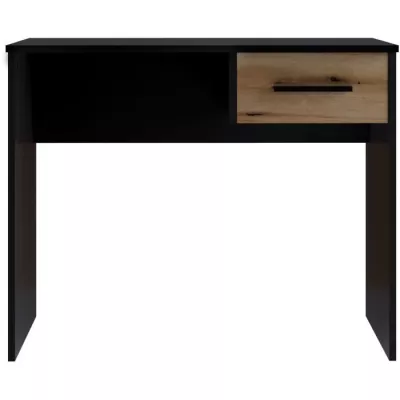 Bureau Petit Tiroir - Décor noir et chene - L 90 x P 50 x H 74 cm