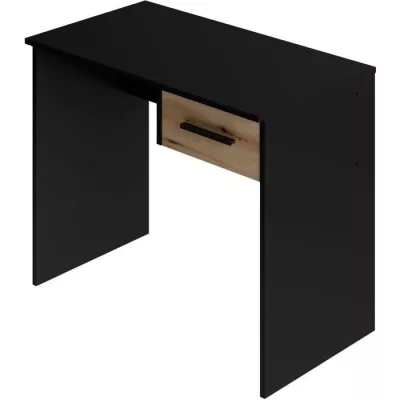 Bureau Petit Tiroir - Décor noir et chene - L 90 x P 50 x H 74 cm