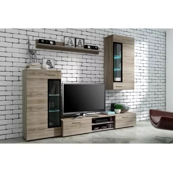 TANGO Meuble TV contemporain mélaminé décor bois - L 176 cm