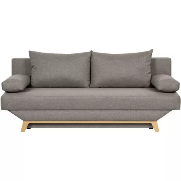 TEIJO Banquette convertible 3 places avec coffre de rangement - Tissu Taupe - L187 x P 91 x H 82 cm