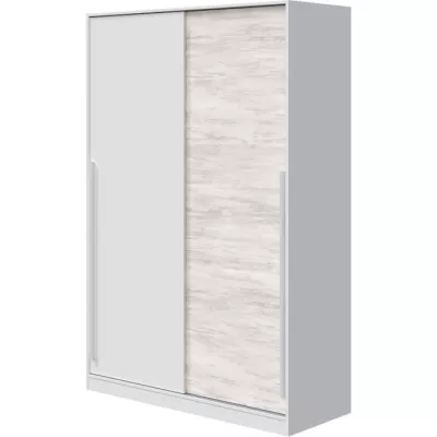 Armoire TOP - Décor blanc artik et chene nodi - 2 Portes coulissantes