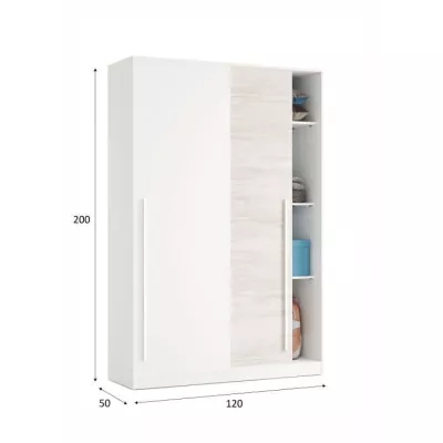 Armoire TOP - Décor blanc artik et chene nodi - 2 Portes coulissantes