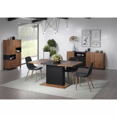 Dining table KENDO 6 people - Melamine chene amber and matt black