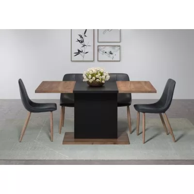 Dining table KENDO 6 people - Melamine chene amber and matt black