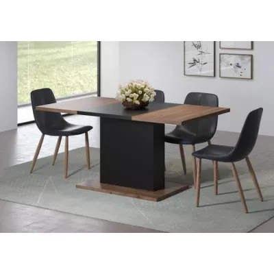 Dining table KENDO 6 people - Melamine chene amber and matt black