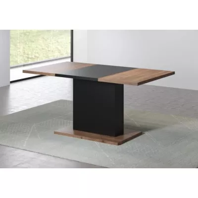 Dining table KENDO 6 people - Melamine chene amber and matt black