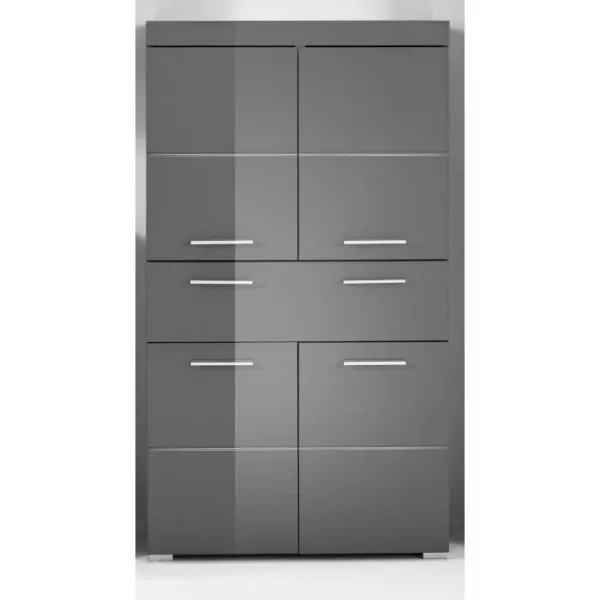 AMANDA double column - 4 doors + 1 drawer - L73 x D31 x H130 cm - Grey - TRENDTEAM