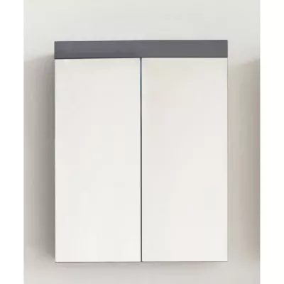 Bathroom mirror cabinet - AMANDA - 2 mirror doors - Grey - 60