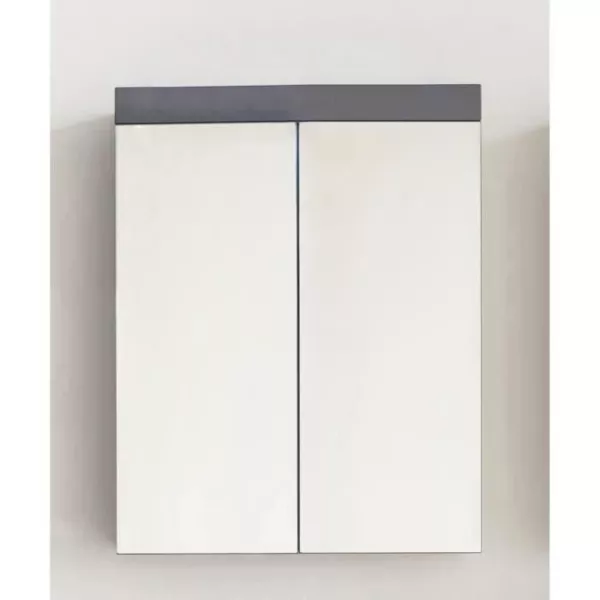 Bathroom mirror cabinet - AMANDA - 2 mirror doors - Grey - 60x17x77cm