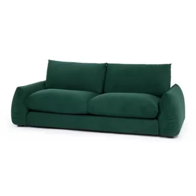 Canapé fixe 3 places TYFA - Velours vert bouteille - L 231 x P 102 x