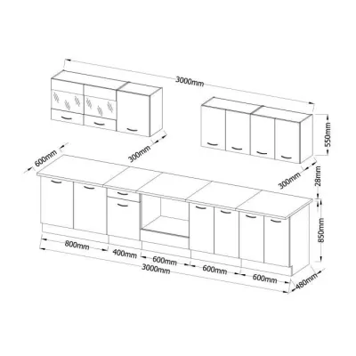 ULTRA Cuisine complete avec meuble four et plan de travail inclus L 30