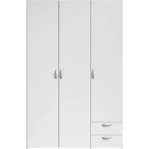 Armoire VARIA - Décor blanc - 3 portes + 2 tiroirs - L 120 x H 185 x P 51 cm - PARISOT