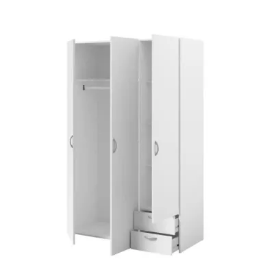 Armoire VARIA - Décor blanc - 3 portes + 2 tiroirs - L 120 x H 185 x