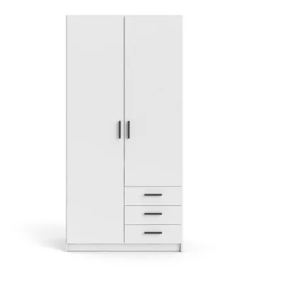 Armoire VEGA - Décor Blanc mat - 2 portes + 3 tiroirs - L 98,5 x P 49