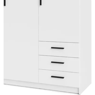 Armoire VEGA - Décor Blanc mat - 3 portes + 3 tiroirs - L 147 x P 49,