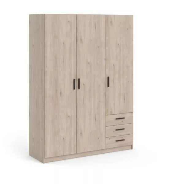 Armoire VEGA - Décor Gris anthracite - 3 portes + 3 tiroirs - L 147 x P 49,6 x H 200,4 cm - TVILUM